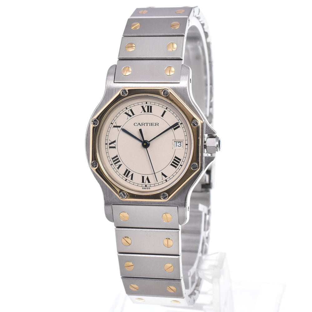 CARTIER Santos Octagon LM 187902 Date Ivory Dial Quartz Unisex
 Watch C#149263