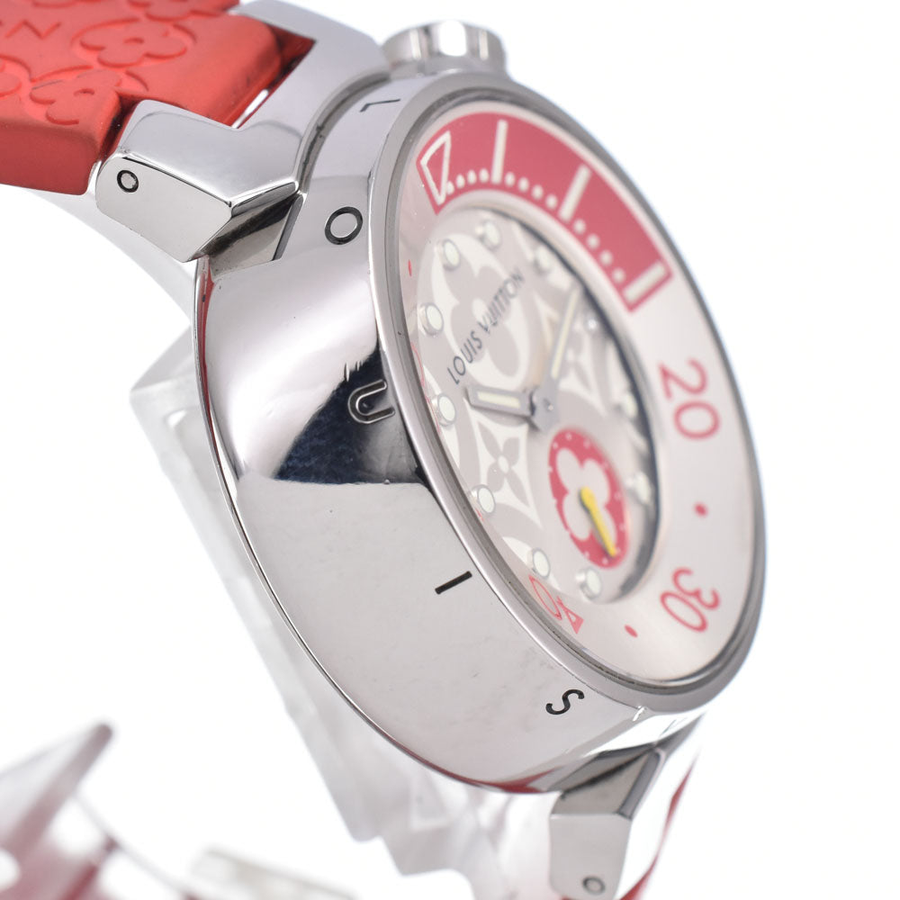 LOUIS VUITTON Tambour Q131V 1P Diamond Silver Dial Quartz Men's
 Watch R#149267