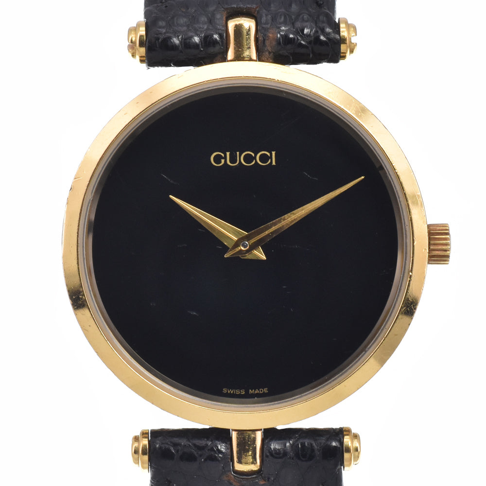 GUCCI Sherry line Gold Plated / Leather black Dial Quartz Men's
 Watch C#149277
