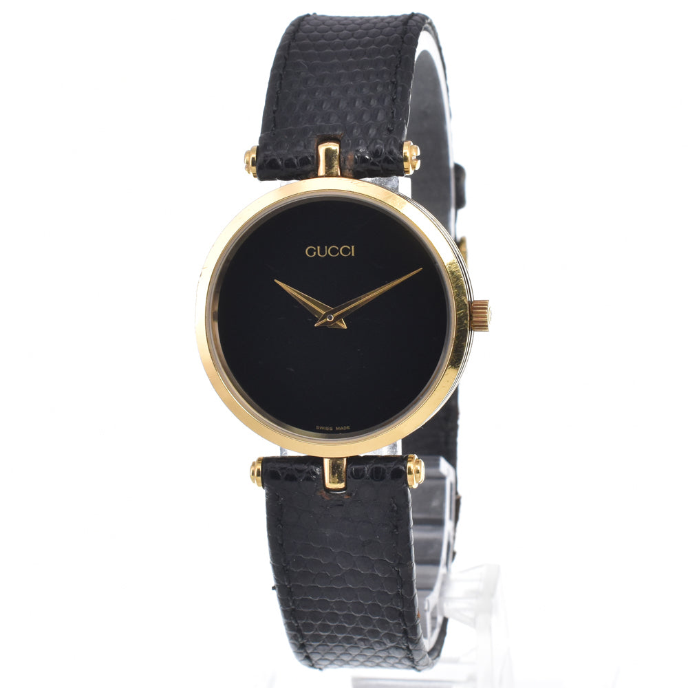GUCCI Sherry line Gold Plated / Leather black Dial Quartz Men's
 Watch C#149277