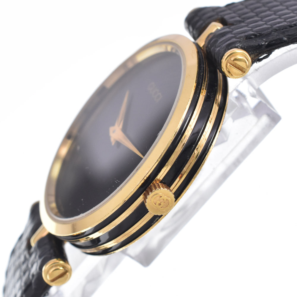 GUCCI Sherry line Gold Plated / Leather black Dial Quartz Men's
 Watch C#149277