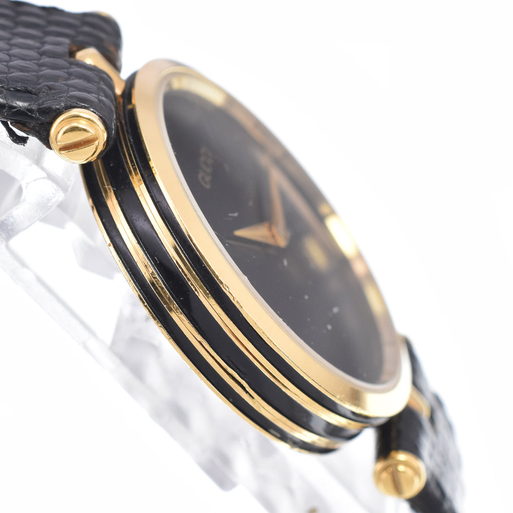 GUCCI Sherry line Gold Plated / Leather black Dial Quartz Men's
 Watch C#149277