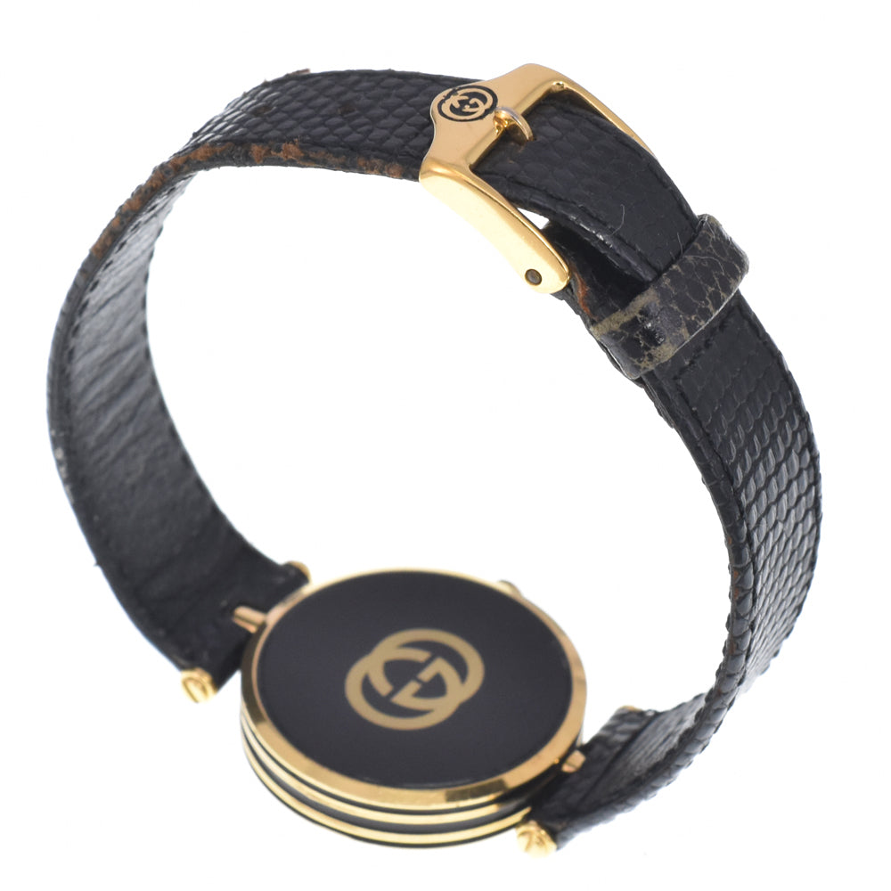 GUCCI Sherry line Gold Plated / Leather black Dial Quartz Men's
 Watch C#149277