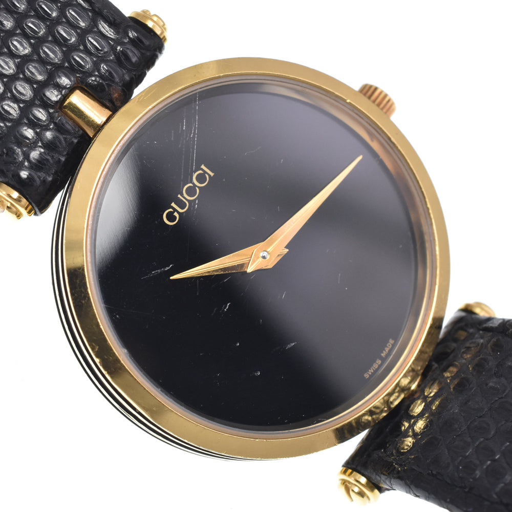 GUCCI Sherry line Gold Plated / Leather black Dial Quartz Men's
 Watch C#149277