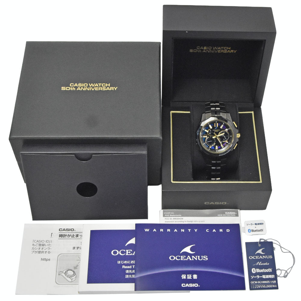 with paper CASIO Manta SG1000 Series OCW-SG1000ZE-1AJR World limited 350 black Dial Radio Sync Solar Men's
 Watch Q#149300