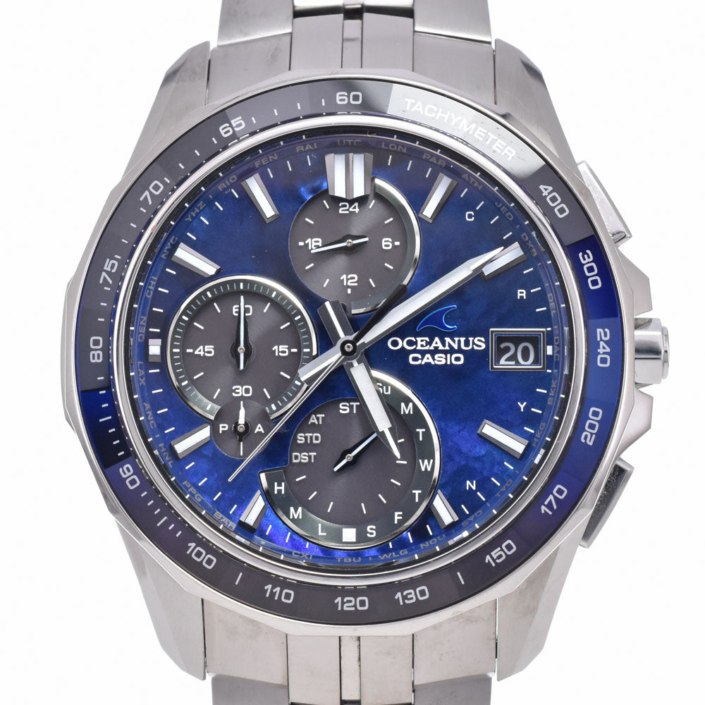 with paper CASIO Oceanus OCW-S7000BV-2AJR Navy Dial Radio Sync Solar Men's
 Watch R#149306