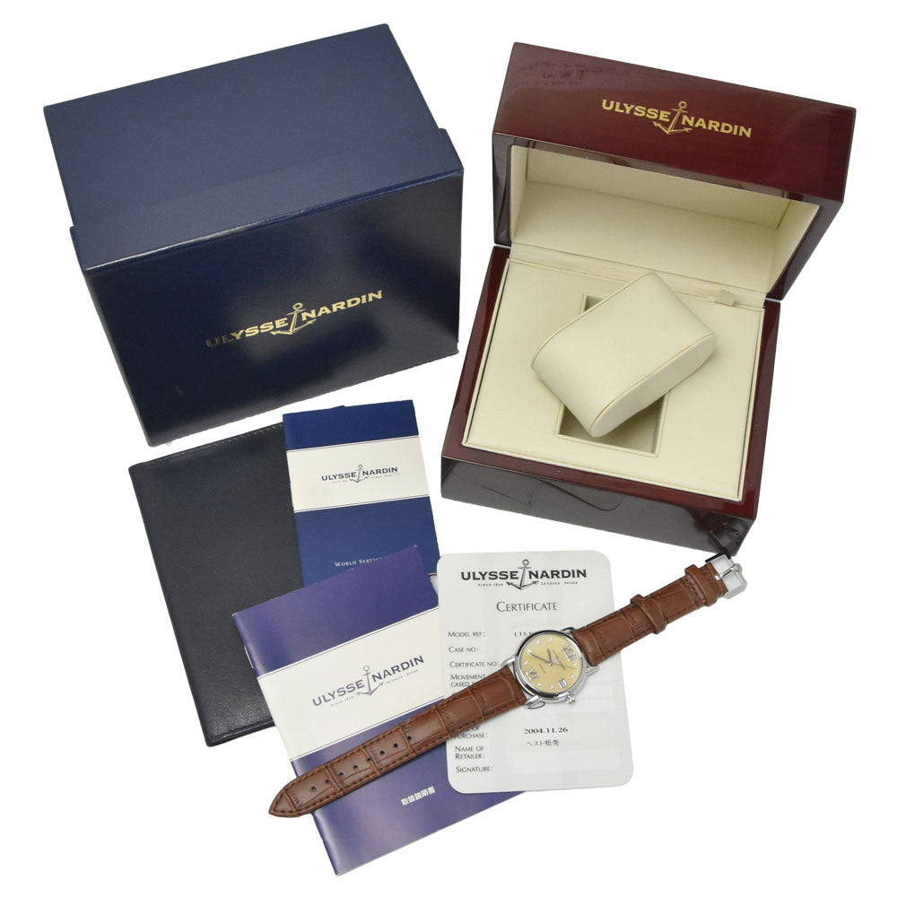 with paper Ulysse Nardin San Marco 133-88-9 diamond Yellow shell Dial Automatic Ladies
 Watch Q#149311