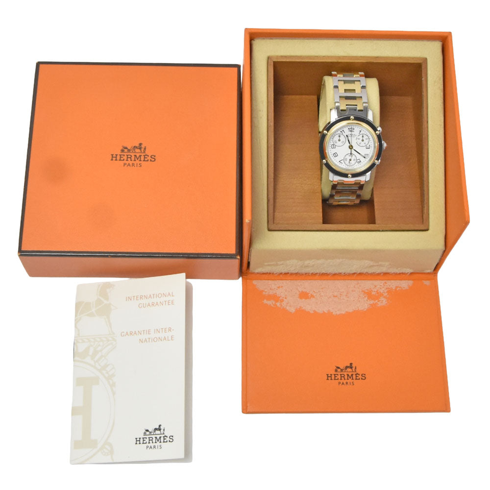 with paper HERMES Clipper CL1.320 Chronograph white Dial Quartz Ladies
 Watch R#149320