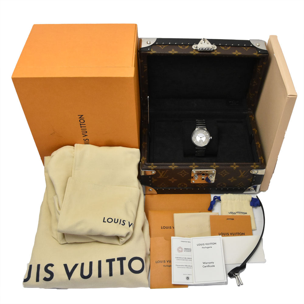 with paper LOUIS VUITTON Tambour W1ST10 Silver Dial Automatic Men's
 Watch R#149324