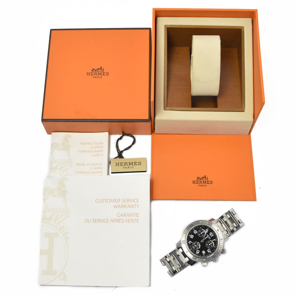 with paper HERMES Clipper diver CL2.910 Chronograph Date black Dial Quartz Men's
 Watch A#149352