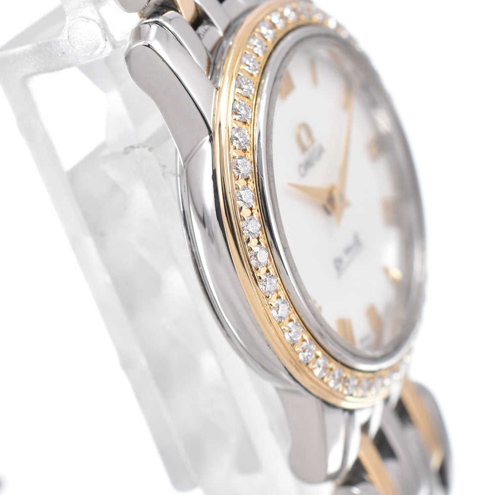 with paper OMEGA De Ville Prestige 4375.71 Bezel Diamond White shell Dial Quartz Ladies
 Watch R#149359