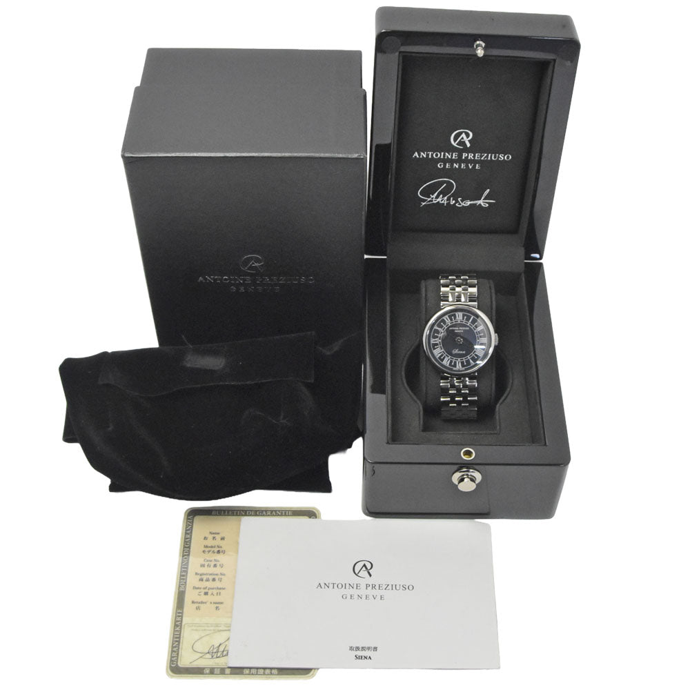 with paper Antoine Preziuso Siena single needle SISSO.0401550/BA Black shell Dial Automatic Men's
 Watch R#149390