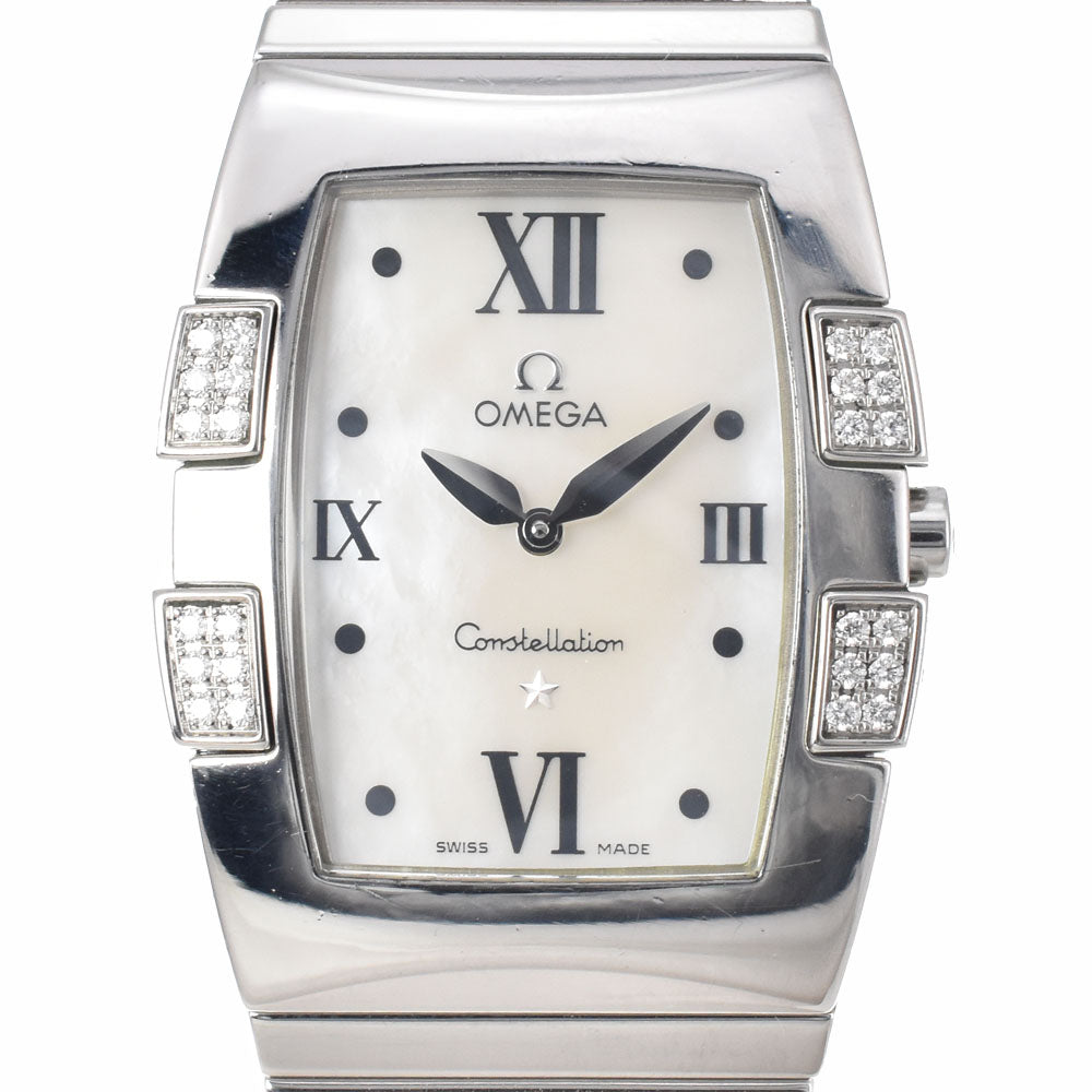 with paper OMEGA Constellation Quadrella 1586.70 Diamond Bezel White shell Dial Quartz Ladies
 Watch A#149410