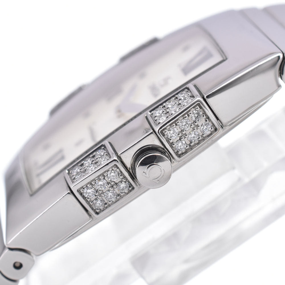 with paper OMEGA Constellation Quadrella 1586.70 Diamond Bezel White shell Dial Quartz Ladies
 Watch A#149410