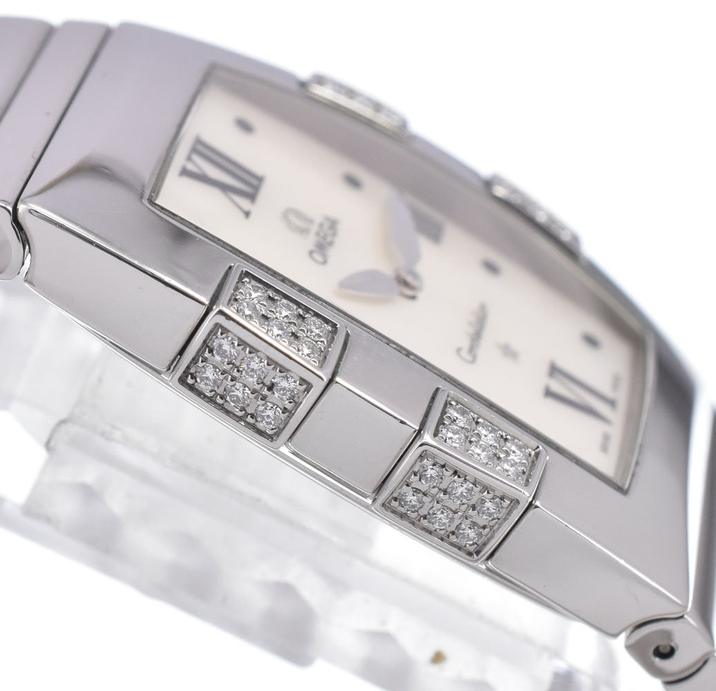 with paper OMEGA Constellation Quadrella 1586.70 Diamond Bezel White shell Dial Quartz Ladies
 Watch A#149410