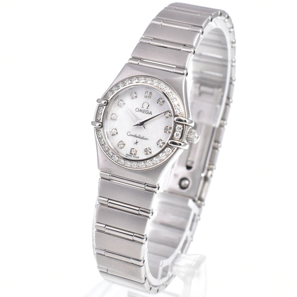 with paper OMEGA Constellation Mini Diamond Bezel 1460.75 12P diamond White shell Dial Quartz Ladies
 Watch A#149414