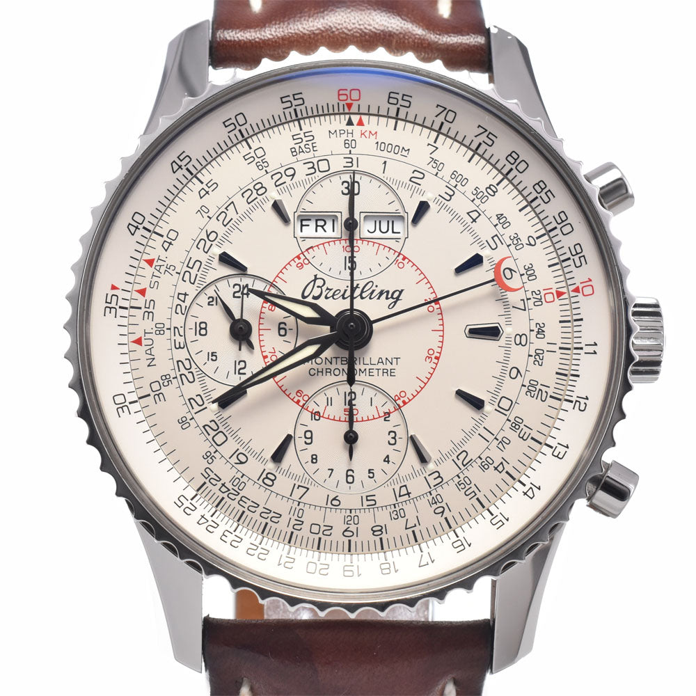 with paper BREITLING Mont blilandatla A21330 Chronograph Triple calendar Silver Dial Automatic Men's
 Watch A#149435