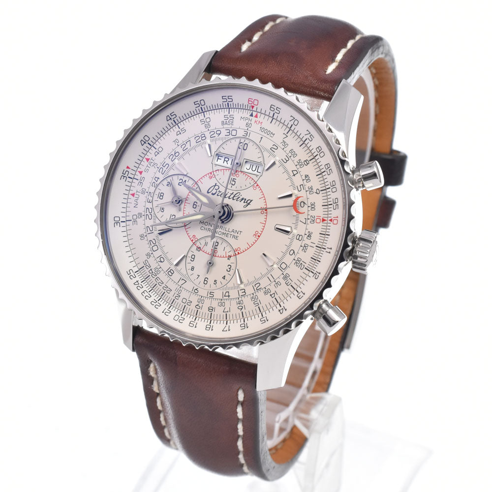 with paper BREITLING Mont blilandatla A21330 Chronograph Triple calendar Silver Dial Automatic Men's
 Watch A#149435
