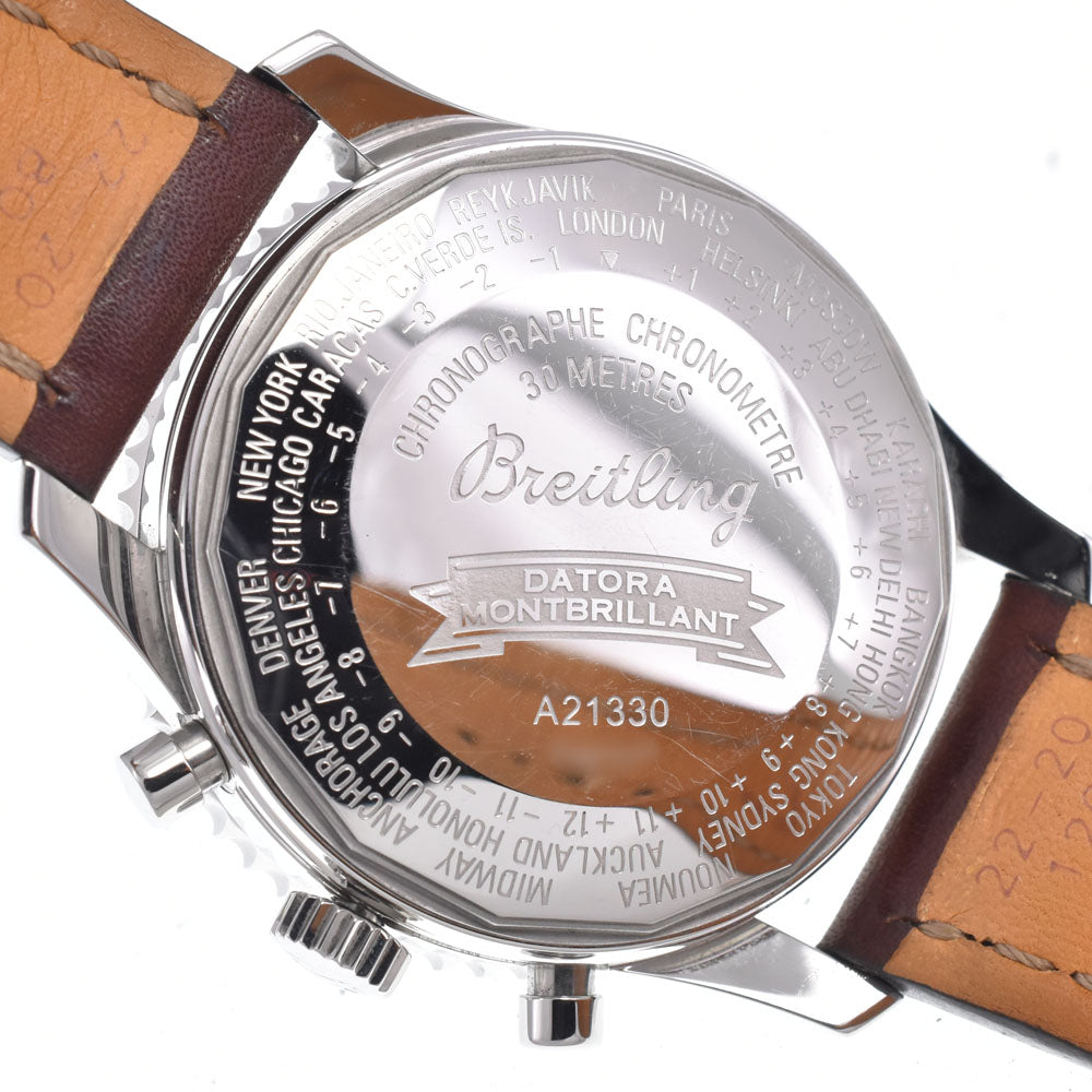 with paper BREITLING Mont blilandatla A21330 Chronograph Triple calendar Silver Dial Automatic Men's
 Watch A#149435