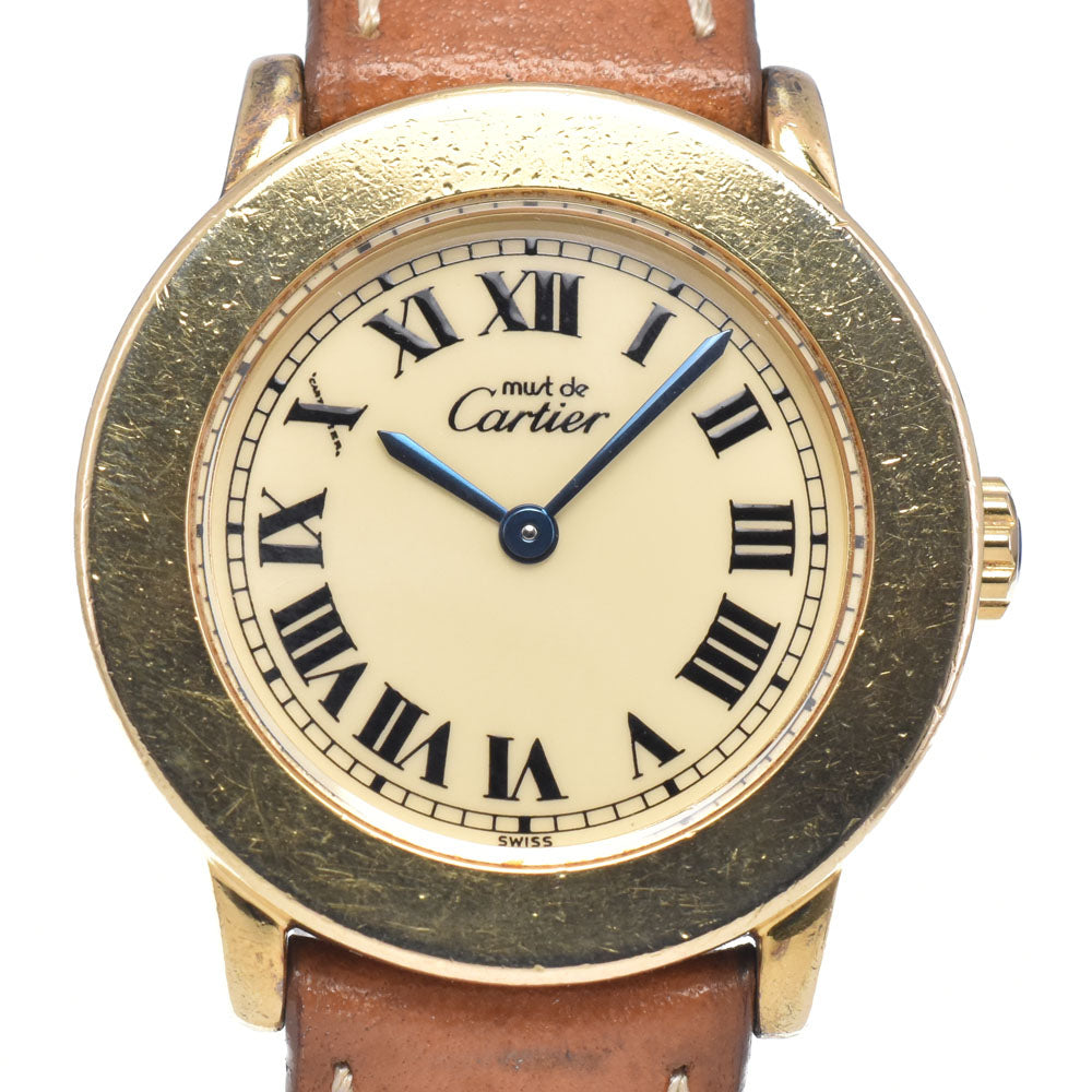 CARTIER Mustrond Vermeil 1801 white Dial Quartz Ladies
 Watch A#149461