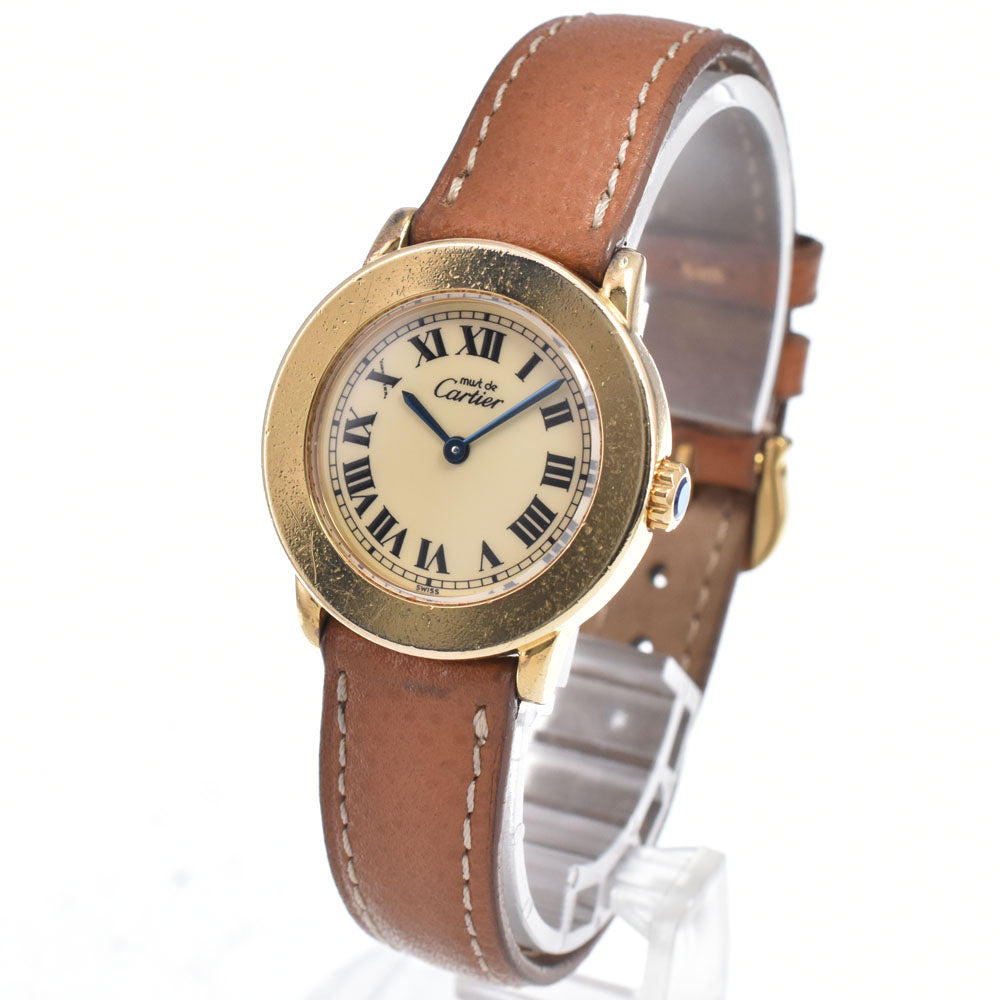 CARTIER Mustrond Vermeil 1801 white Dial Quartz Ladies
 Watch A#149461