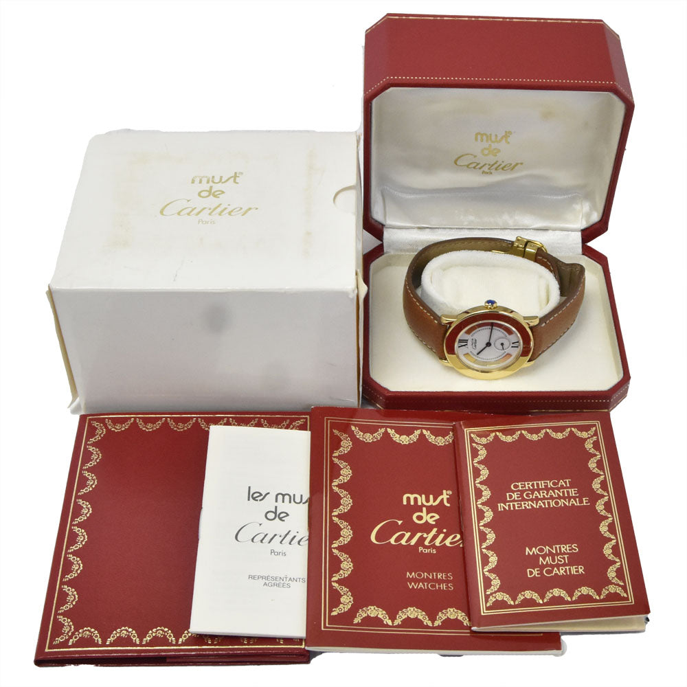 CARTIER Mustrond Vermeil 1801 white Dial Quartz Ladies
 Watch A#149461