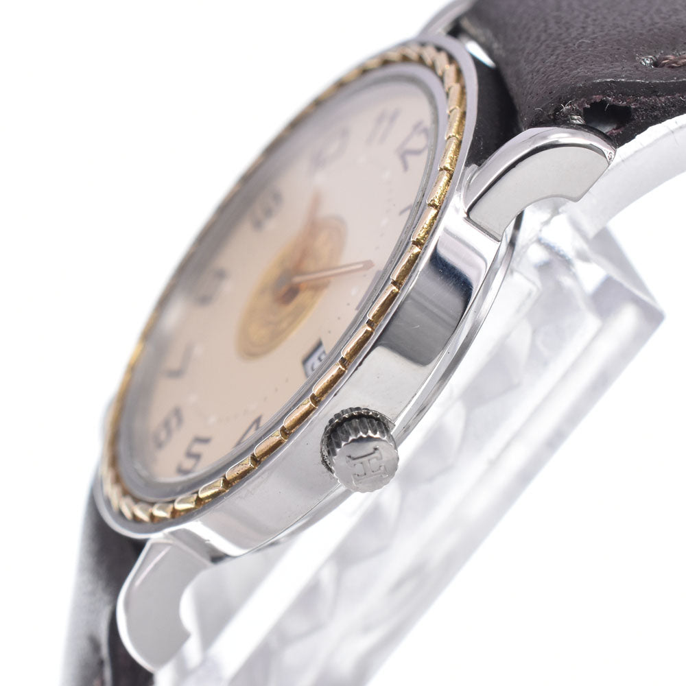 HERMES Serie SE4.220 Stainless Steel / Gold Plated / Leather Ivory Dial Quartz Ladies
 Watch B#149479