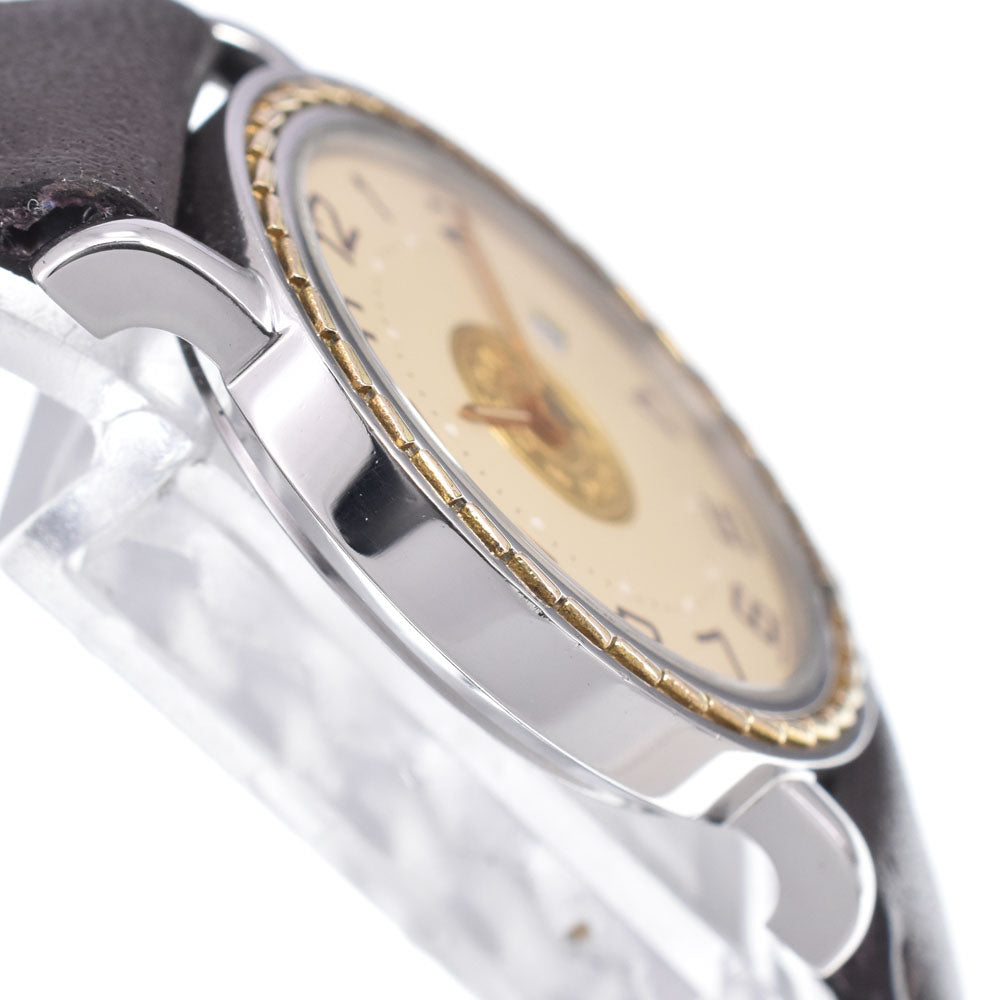 HERMES Serie SE4.220 Stainless Steel / Gold Plated / Leather Ivory Dial Quartz Ladies
 Watch B#149479