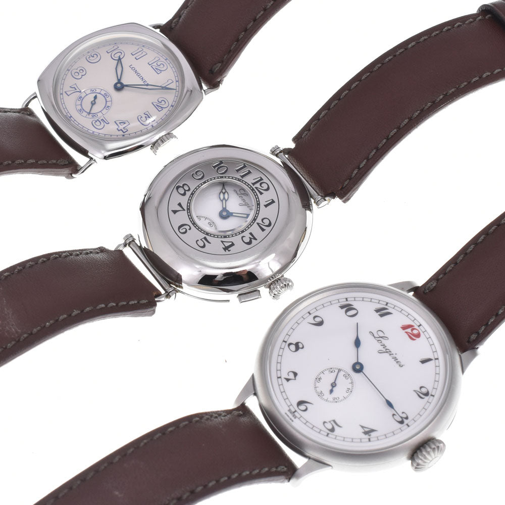 with paper LONGINES Monuments 15, 25, 30 L7.881.4.23.2(1915)/L7.883.4.23.2(1925)/L7.882.4.73.2(1930) Longines Reissue 3-Piece Set, Limited Edition of 1000 Sets White / Silver Dial Automatic Men's
 Watch B#149487
