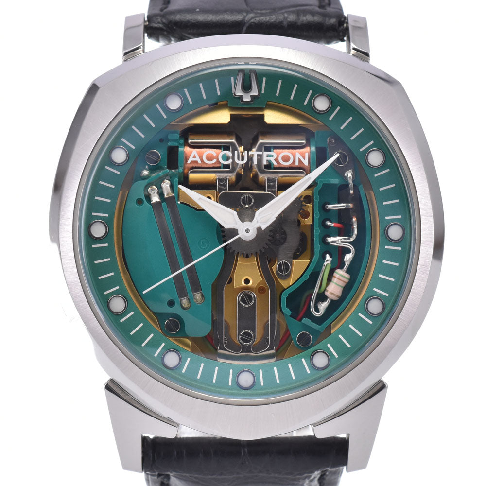 with paper BULOVA ACCUTRON Space View 26Y214 Limited to 1000 pieces worldwide green Dial tuning fork Men's
 Watch C#149491