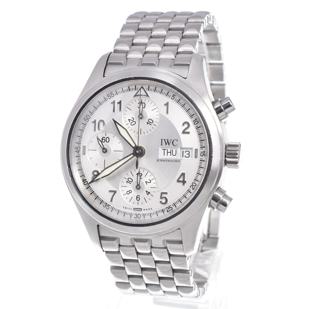 with paper IWC SCHAFFHAUSEN Spitfire IW370628 Chronograph day date Silver Dial Automatic Men's
 Watch C#149492