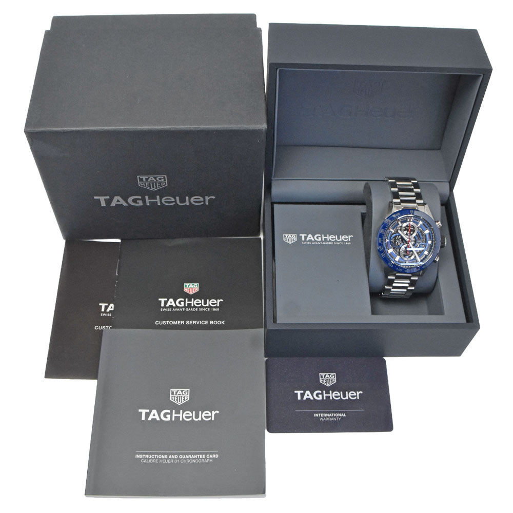 with paper TAG HEUER Carrera Heuer 01 CAR201T.BA0766 Chronograph skeleton Dial Automatic Men's
 Watch C#149496