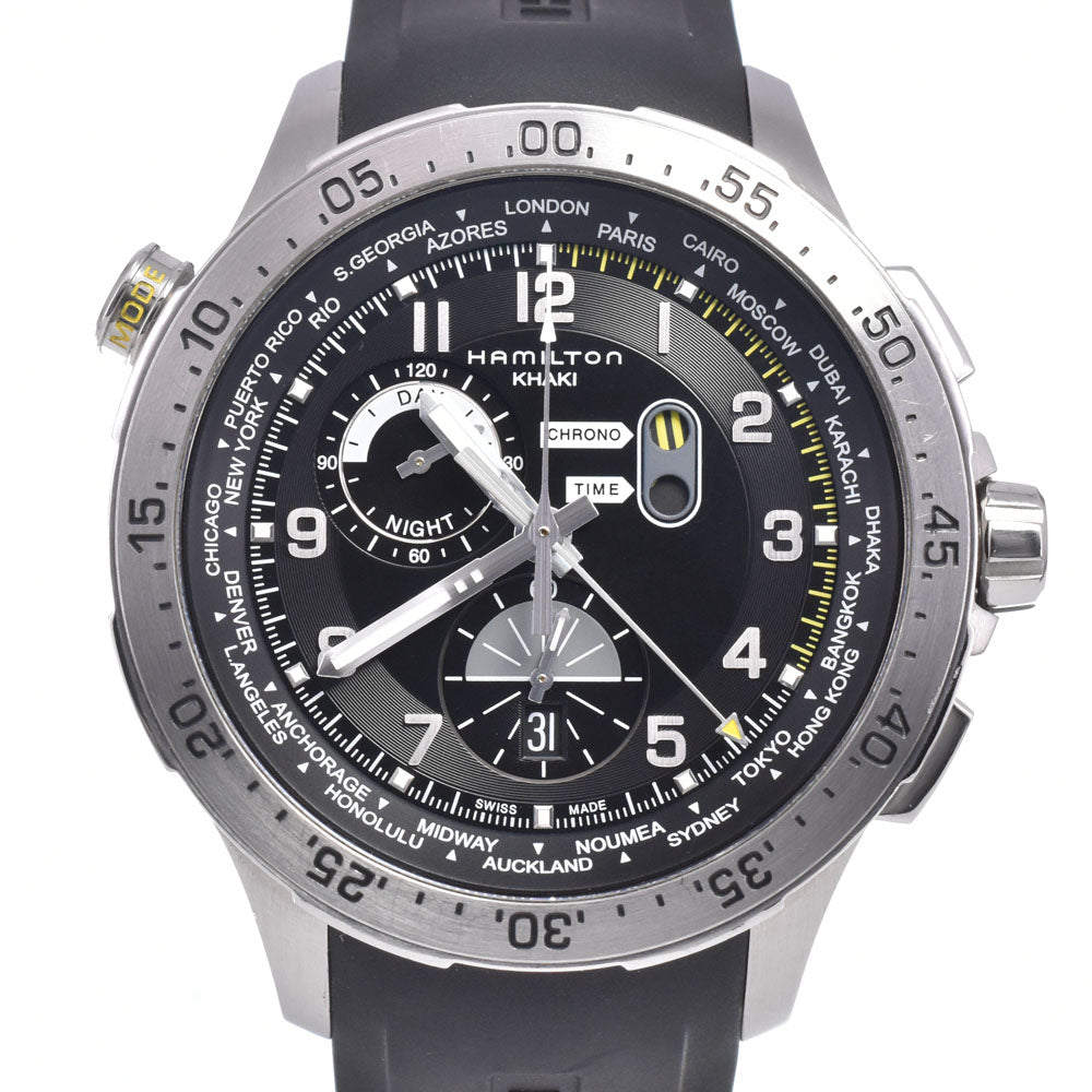 with paper HAMILTON Khaki Aviation H767140 world timer chrono black Dial Quartz Men's
 Watch B#149503