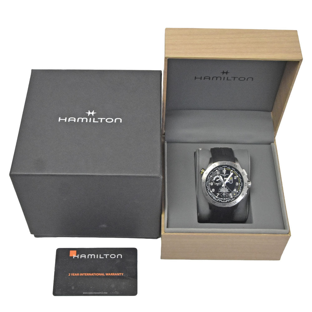 with paper HAMILTON Khaki Aviation H767140 world timer chrono black Dial Quartz Men's
 Watch B#149503
