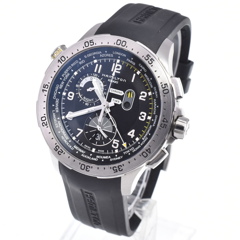 with paper HAMILTON Khaki Aviation H767140 world timer chrono black Dial Quartz Men's
 Watch B#149503