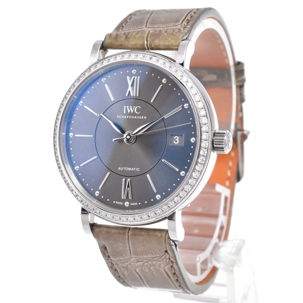 with paper IWC SCHAFFHAUSEN Portofino IW458104 Diamond Bezel gray Dial Automatic Men's
 Watch B#149515