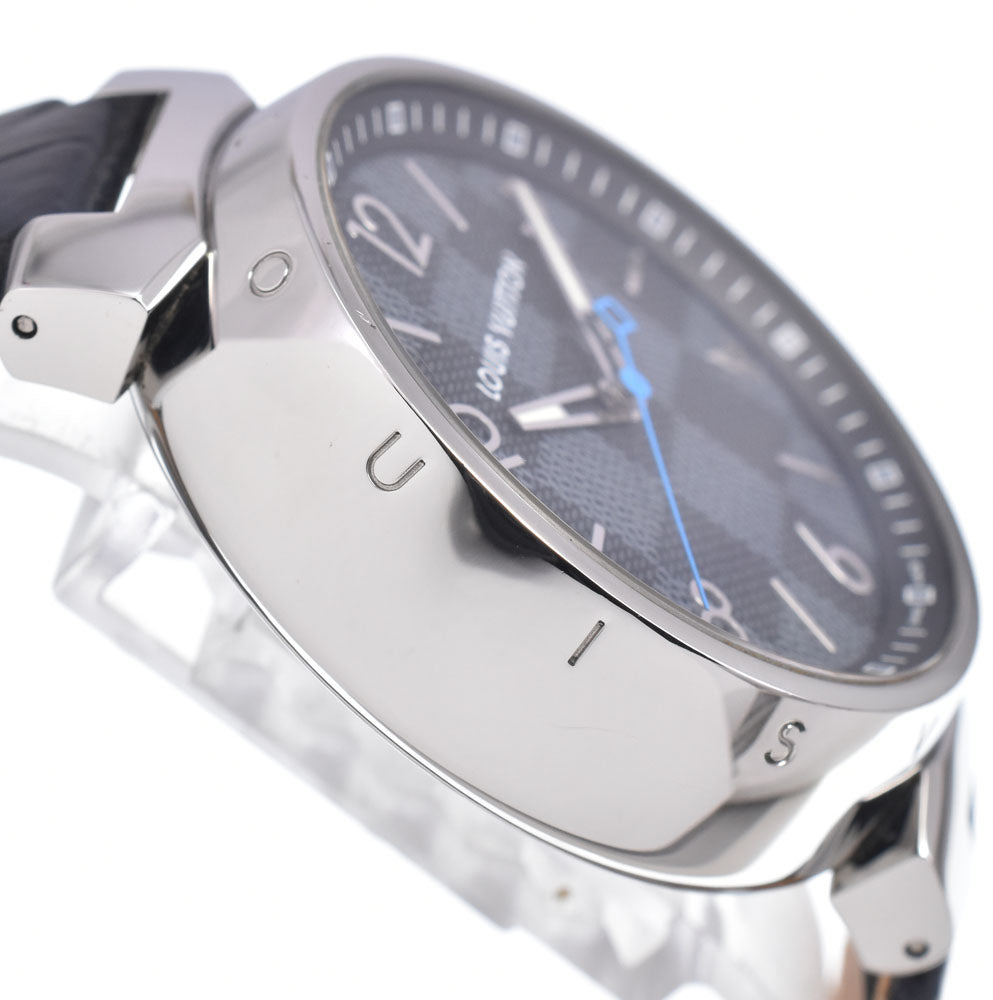 with paper LOUIS VUITTON Tambour GM Damier Graphite QA073 Black Grey Dial Quartz Men's
 Watch A#149516