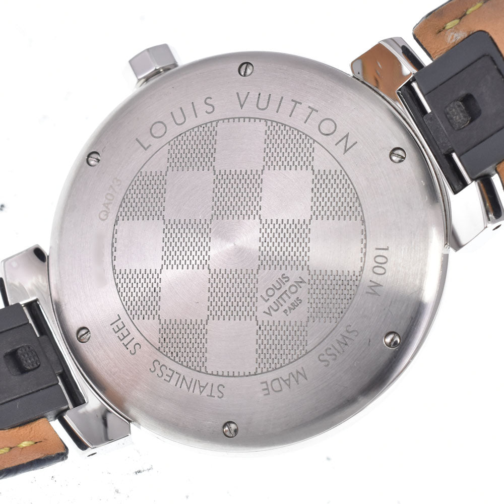 with paper LOUIS VUITTON Tambour GM Damier Graphite QA073 Black Grey Dial Quartz Men's
 Watch A#149516