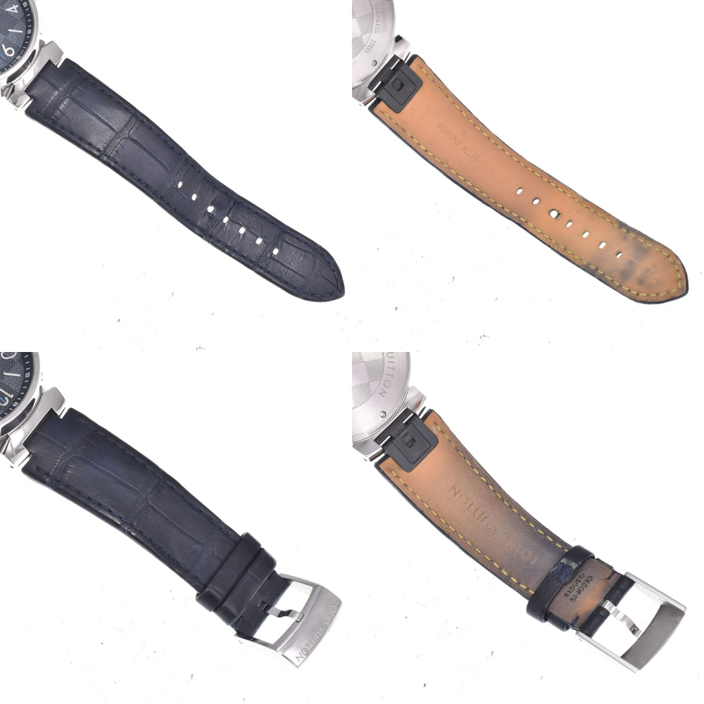 with paper LOUIS VUITTON Tambour GM Damier Graphite QA073 Black Grey Dial Quartz Men's
 Watch A#149516
