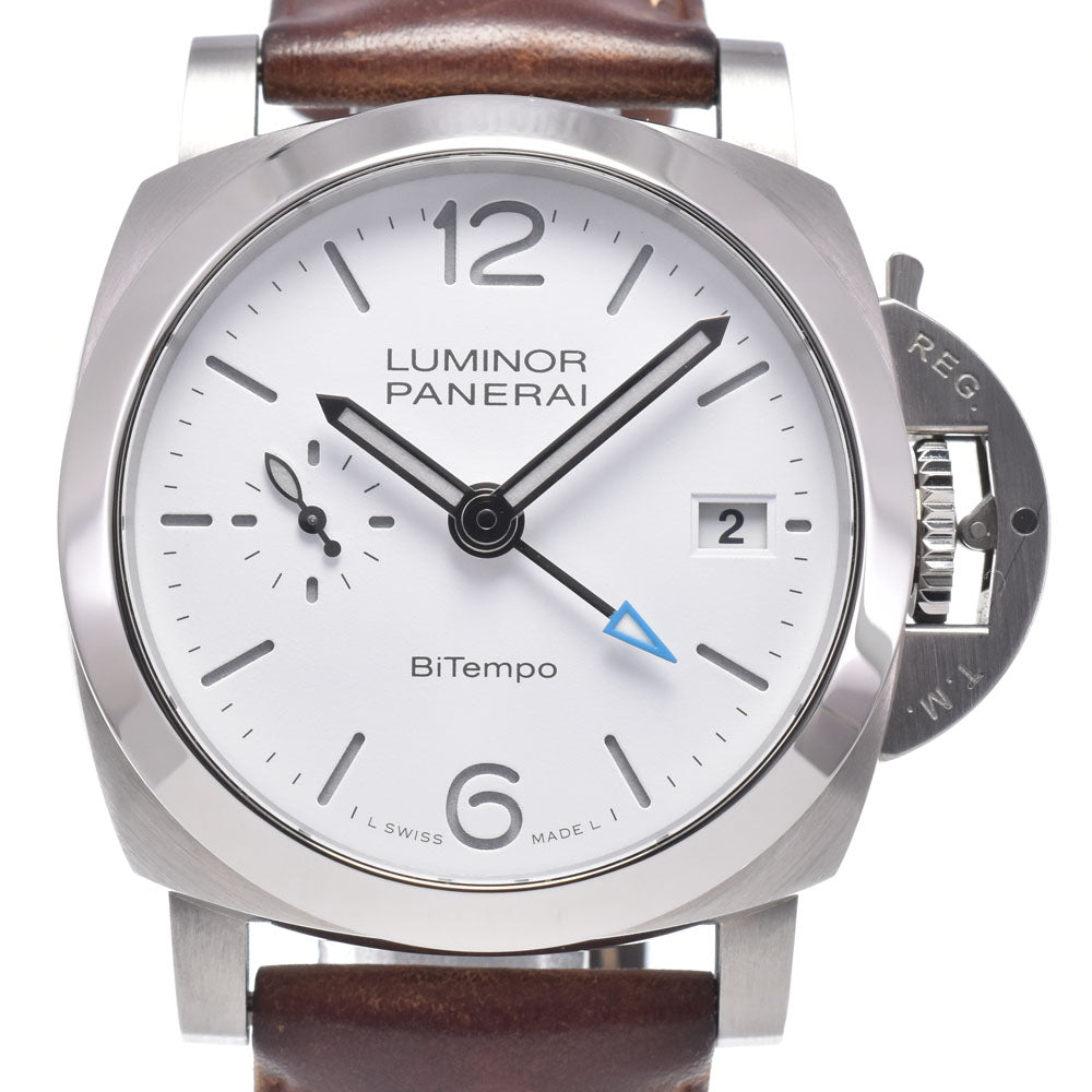with paper PANERAI Luminol Quaranta BiTempo PAM01367 Small second date white Dial Automatic Men's
 Watch B#149517