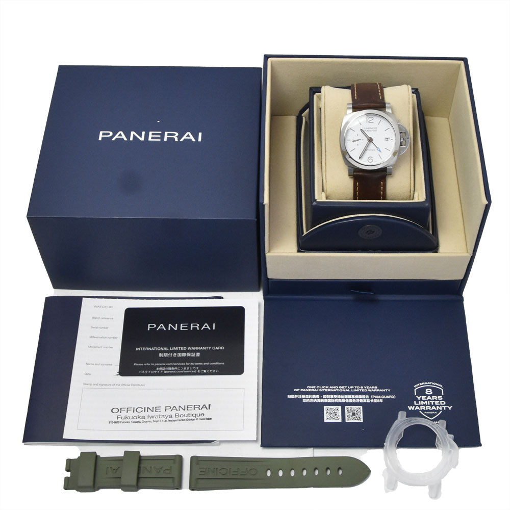 with paper PANERAI Luminol Quaranta BiTempo PAM01367 Small second date white Dial Automatic Men's
 Watch B#149517