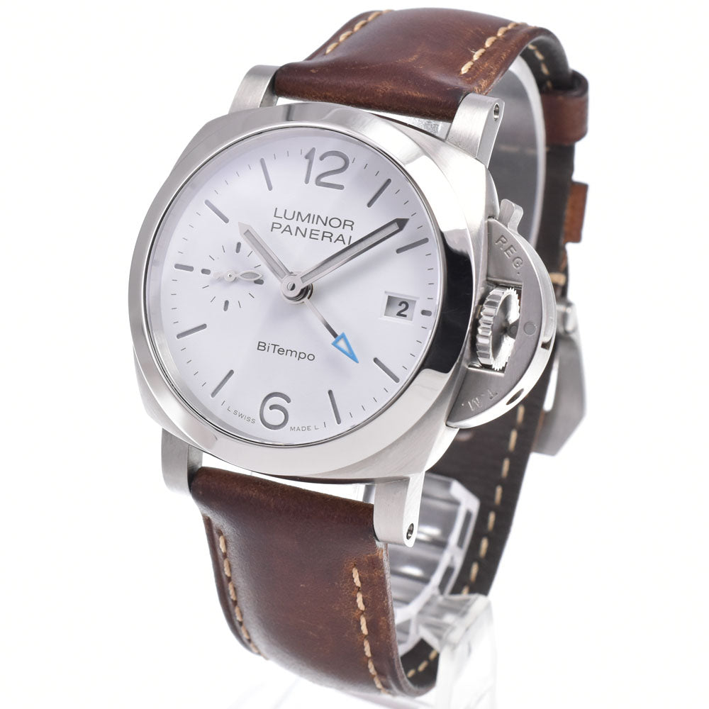 with paper PANERAI Luminol Quaranta BiTempo PAM01367 Small second date white Dial Automatic Men's
 Watch B#149517