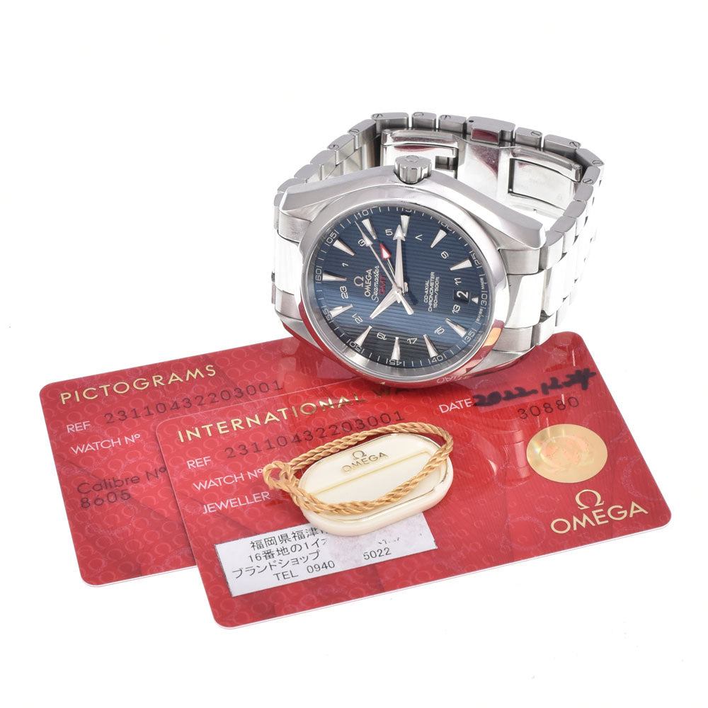 with paper OMEGA Seamaster Aqua Terra GMT 231.10.43.22.03.001 Date CO-AXIAL blue Dial Automatic Men's
 Watch C#149522