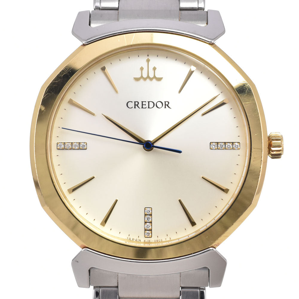 SEIKO CREDOR Linearx 8J81-0AS0 Limited Edition 12P Diamond Silver Dial Quartz Men's
 Watch A#149524
