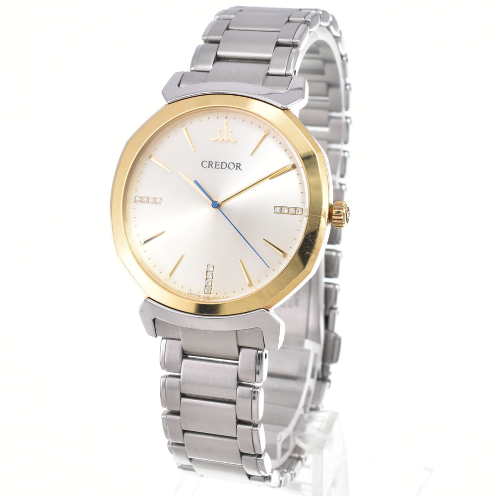 SEIKO CREDOR Linearx 8J81-0AS0 Limited Edition 12P Diamond Silver Dial Quartz Men's
 Watch A#149524