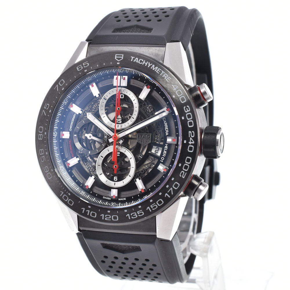 with paper TAG HEUER Carrera Caliber Heuer 01 CAR2A1Z.FT6044 Chronograph Date Black/Silver (skeleton) Dial Automatic Men's
 Watch A#149526