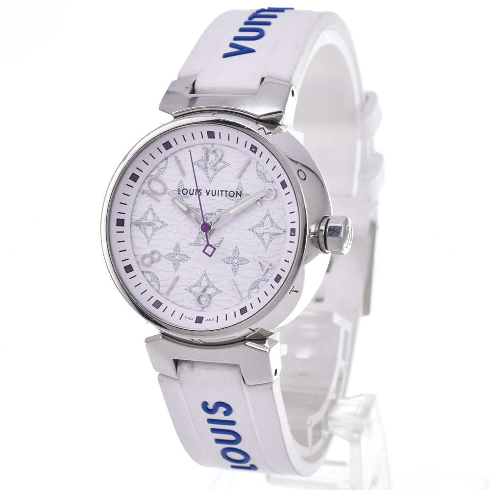LOUIS VUITTON Tambour MM QA116 Monogram white Dial Quartz Ladies
 Watch B#149528