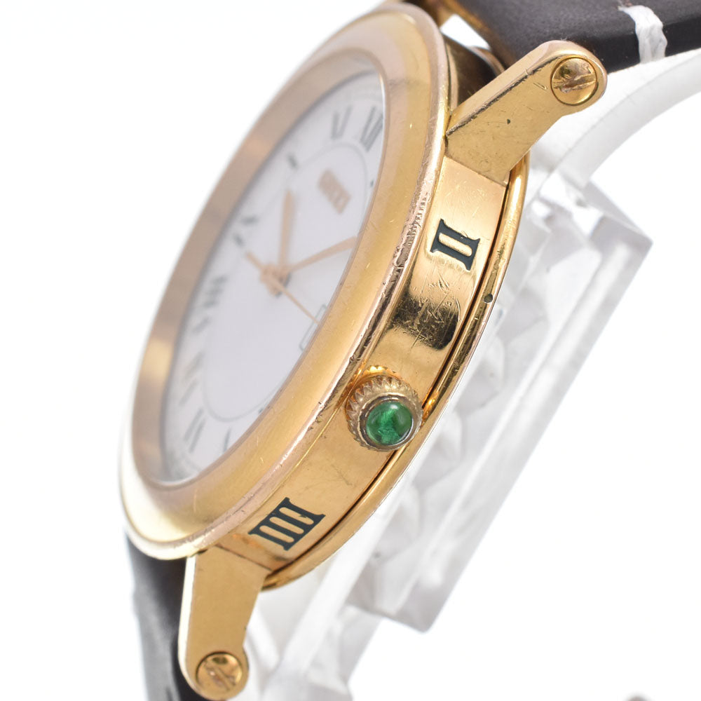 GUCCI 7200M Date Gold Plated / Leather white Dial Quartz Men's
 Watch D#149531