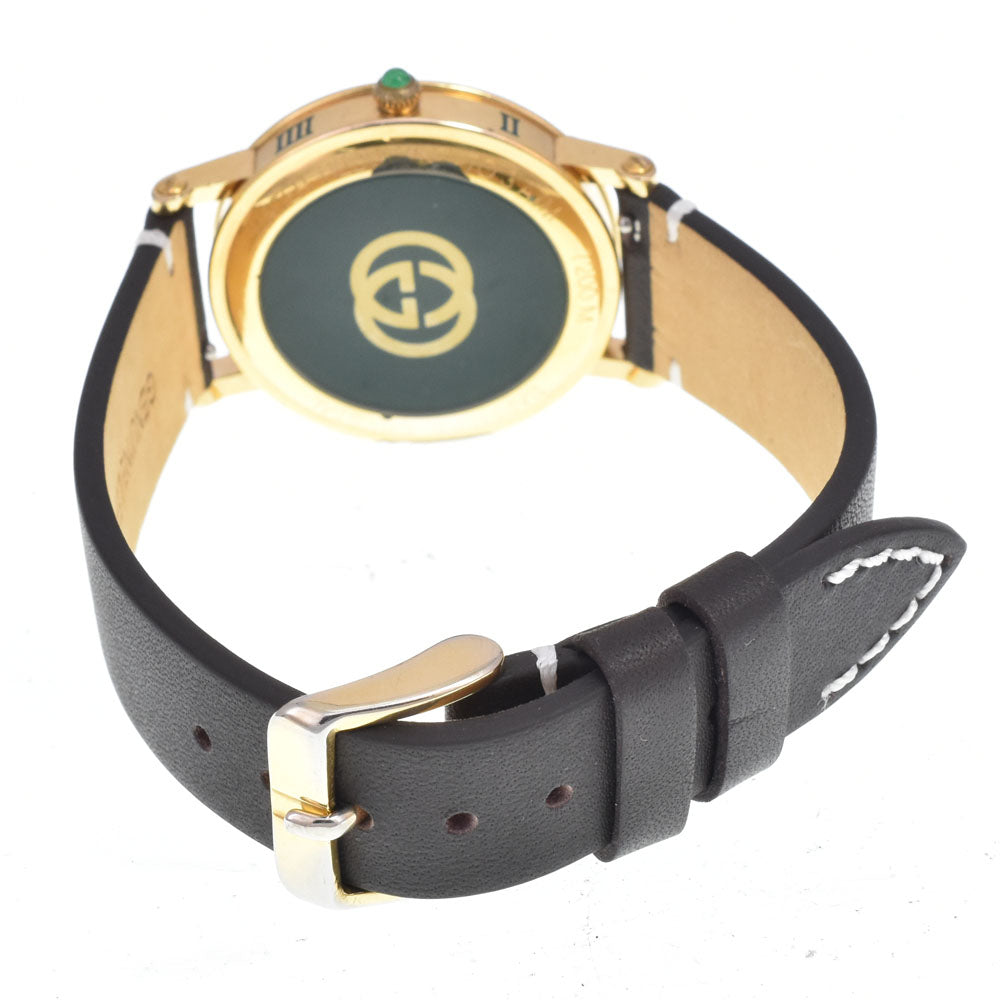 GUCCI 7200M Date Gold Plated / Leather white Dial Quartz Men's
 Watch D#149531