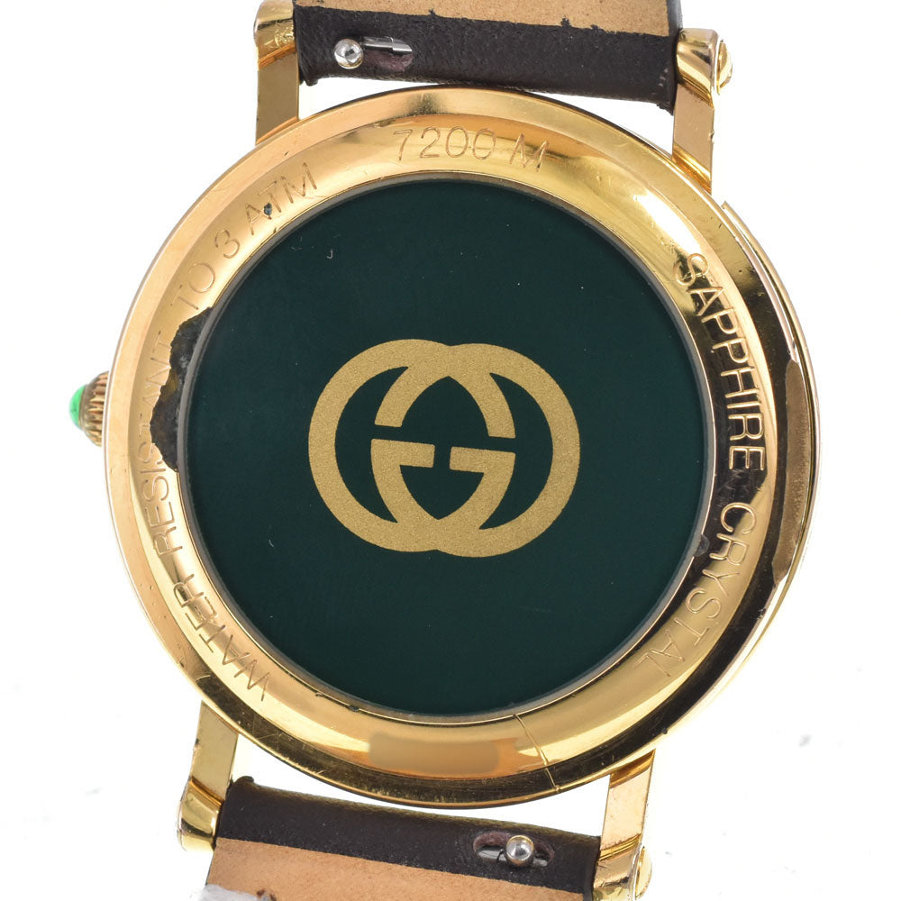 GUCCI 7200M Date Gold Plated / Leather white Dial Quartz Men's
 Watch D#149531